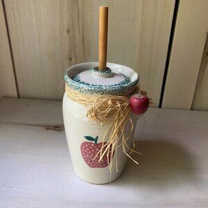 VTG Loomco Apple Sponge Ware ceramic butter churn crock country shabby farmhouse